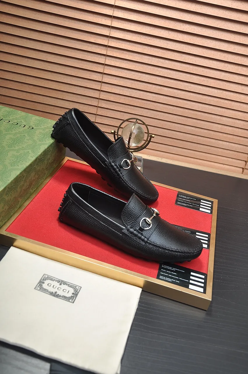 Men's Men's Shoes💰420💶【GUCCI】 (High-end Niuli) New 🍀Gucci*——Gucci Doudou Shoes! Made of imported original cowhide, the inner top layer is comfortable cowhide lining! Original wear-resistant rubber outsole! High quality products! Code number 38-44!